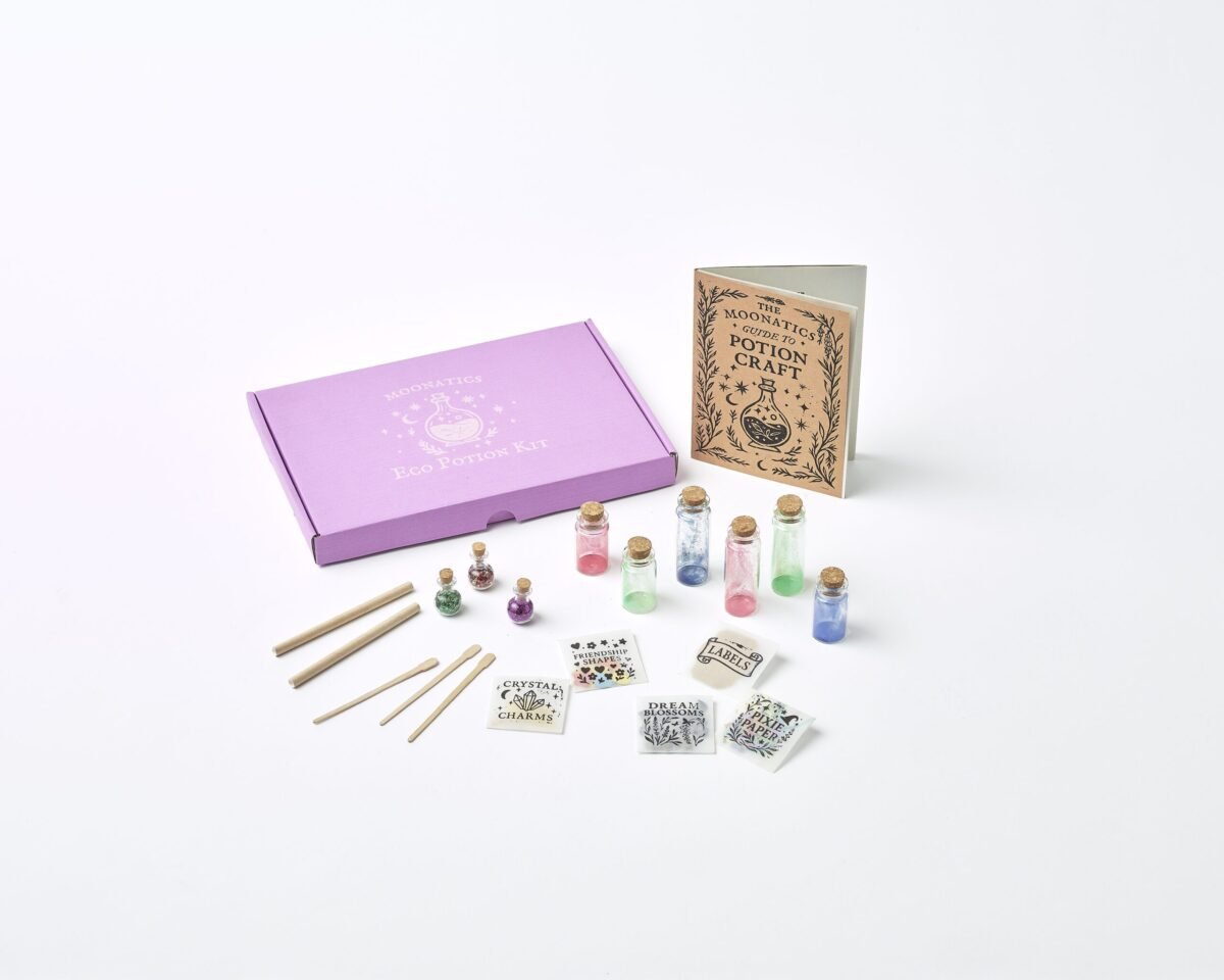 Moonatics Apprentice Eco Potion Kit — plastic-free spell kit box with bottles, pigments, mix-ins and guide