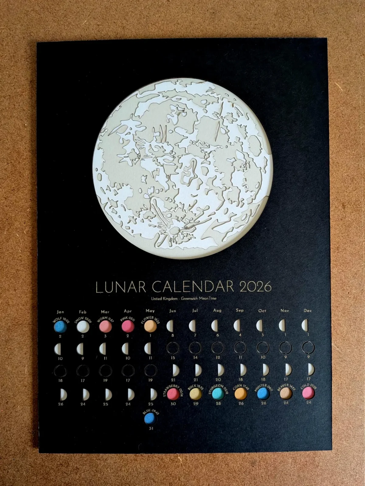 2026 Moon Phase Lunar Calendar - Minimal Edition