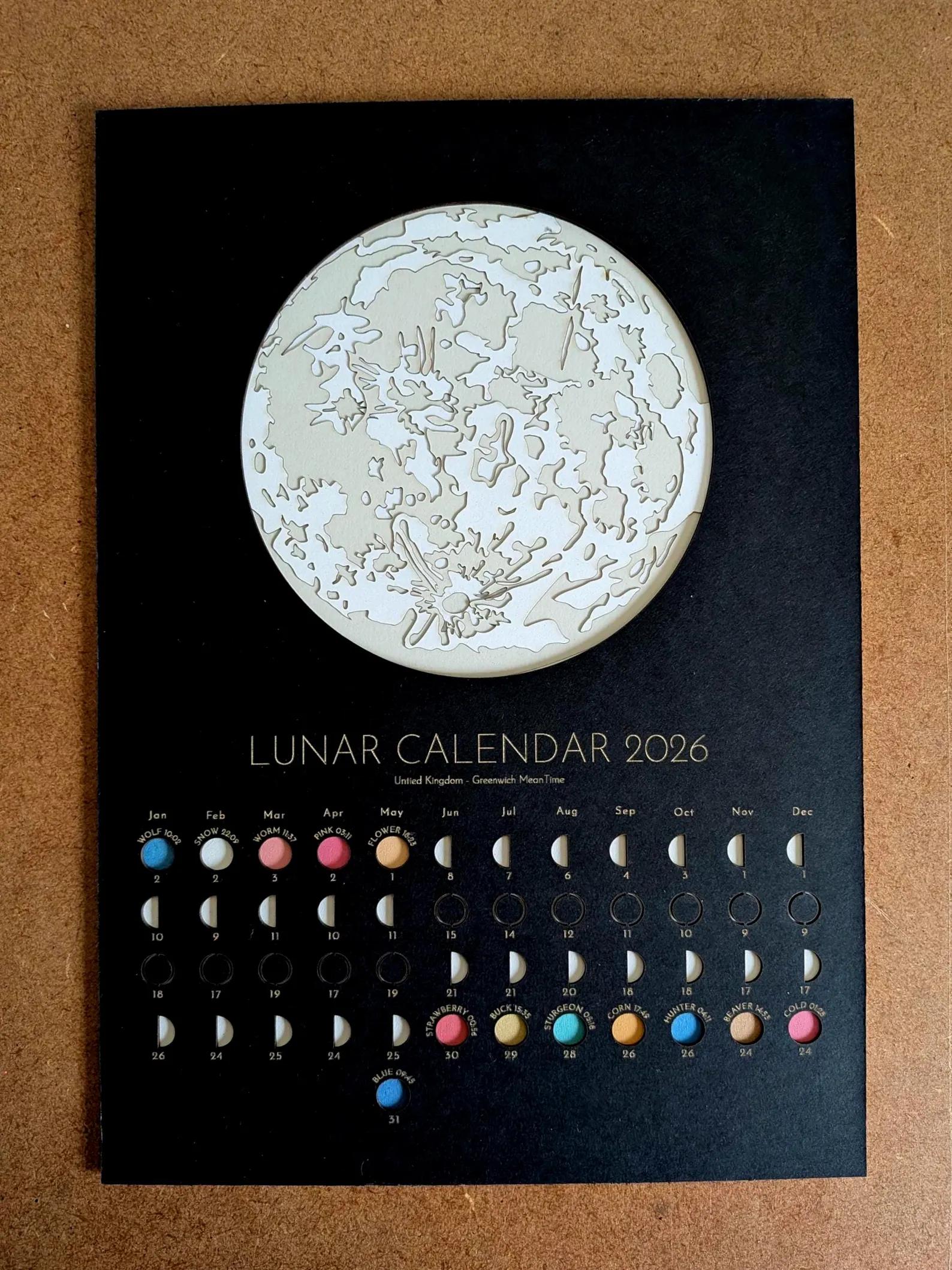 2026 Moon Phase Lunar Calendar - Minimal Edition